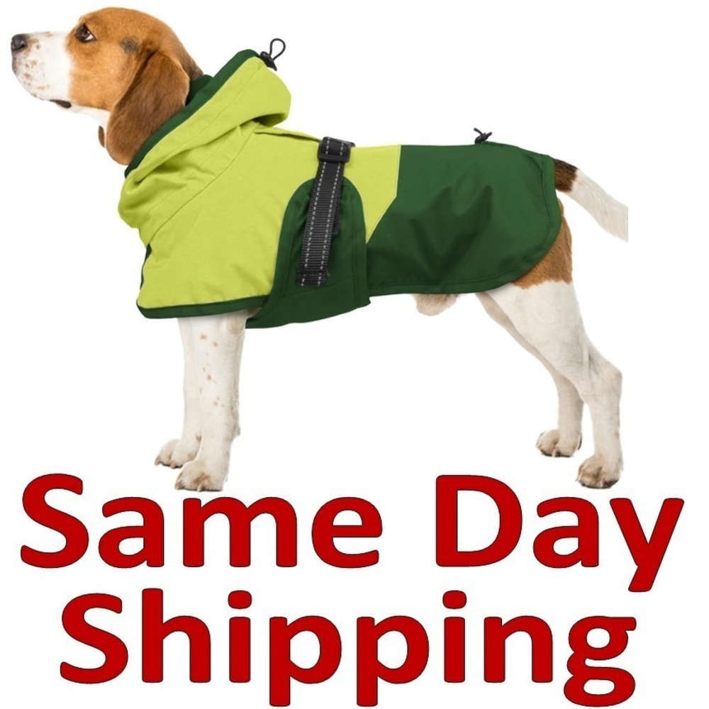 New Fashionable Adjustable Dog Raincoat Leash Hole, Reflective, up to19" back XL